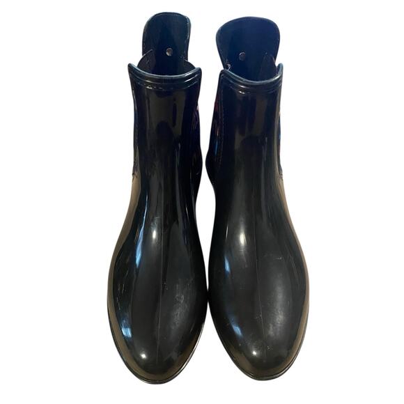 Juicy Couture Womens Rain Boots 7 Black Brand Spell Out Garden Waterproof - Picture 5 of 12